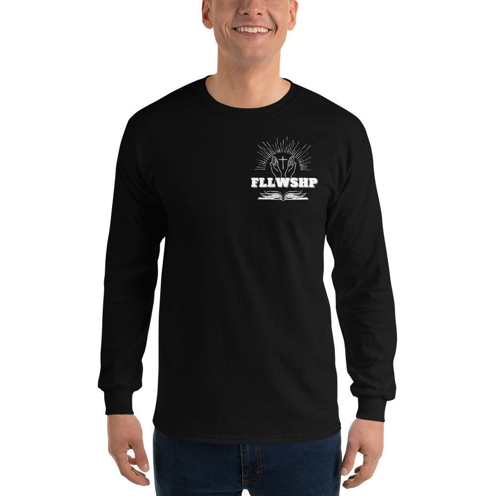 FLLWSHP w/Jesus Long Sleeve Shirt (white print)