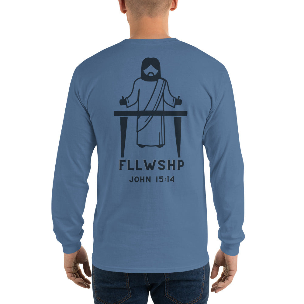 FLLWSHP w/Jesus Long Sleeve Shirt (black print)