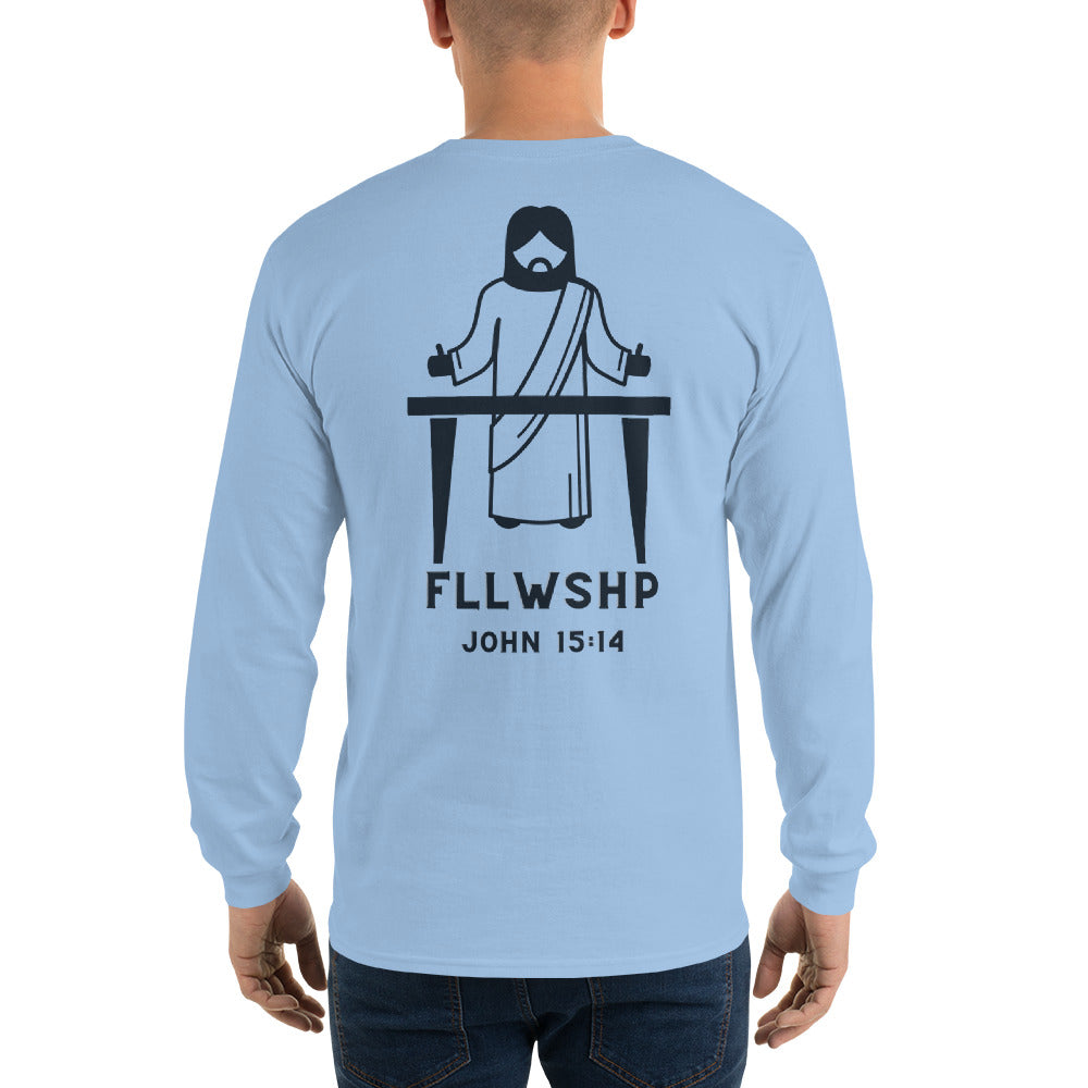 FLLWSHP w/Jesus Long Sleeve Shirt (black print)
