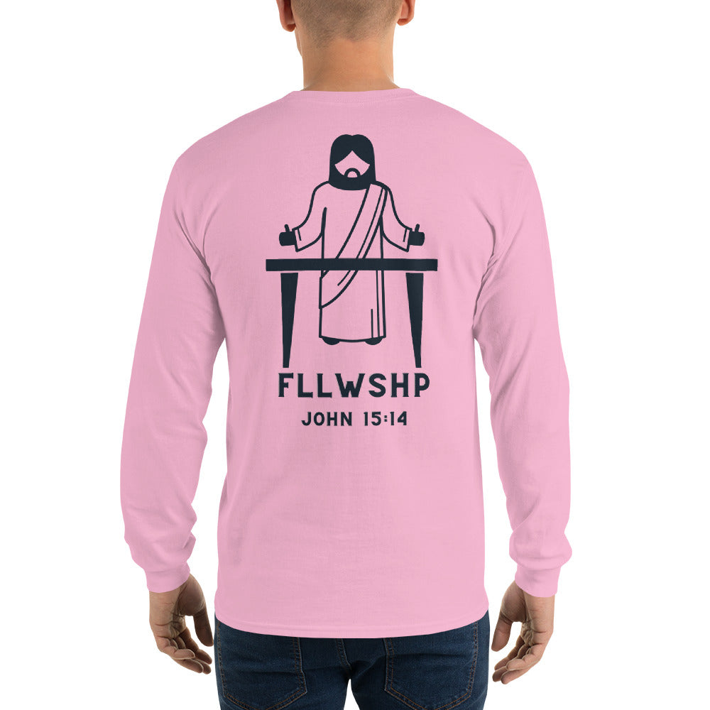 FLLWSHP w/Jesus Long Sleeve Shirt (black print)