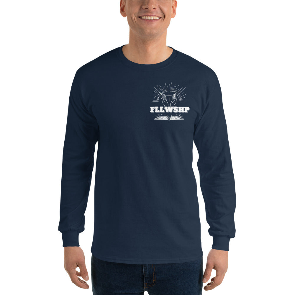 FLLWSHP w/God Long Sleeve Shirt (white print)