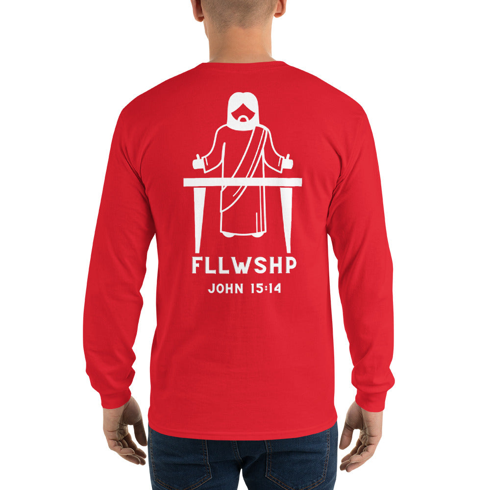 FLLWSHP w/Jesus Long Sleeve Shirt (white print)