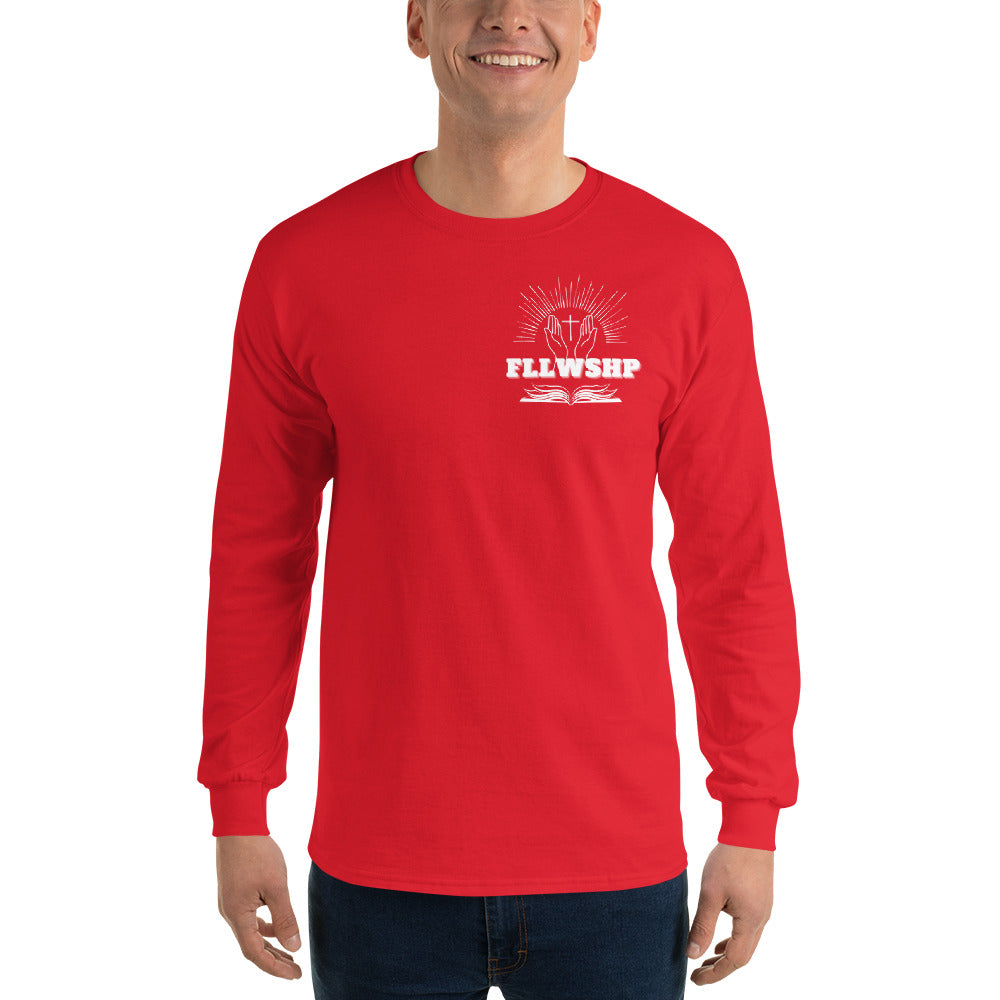 FLLWSHP w/Jesus Long Sleeve Shirt (white print)