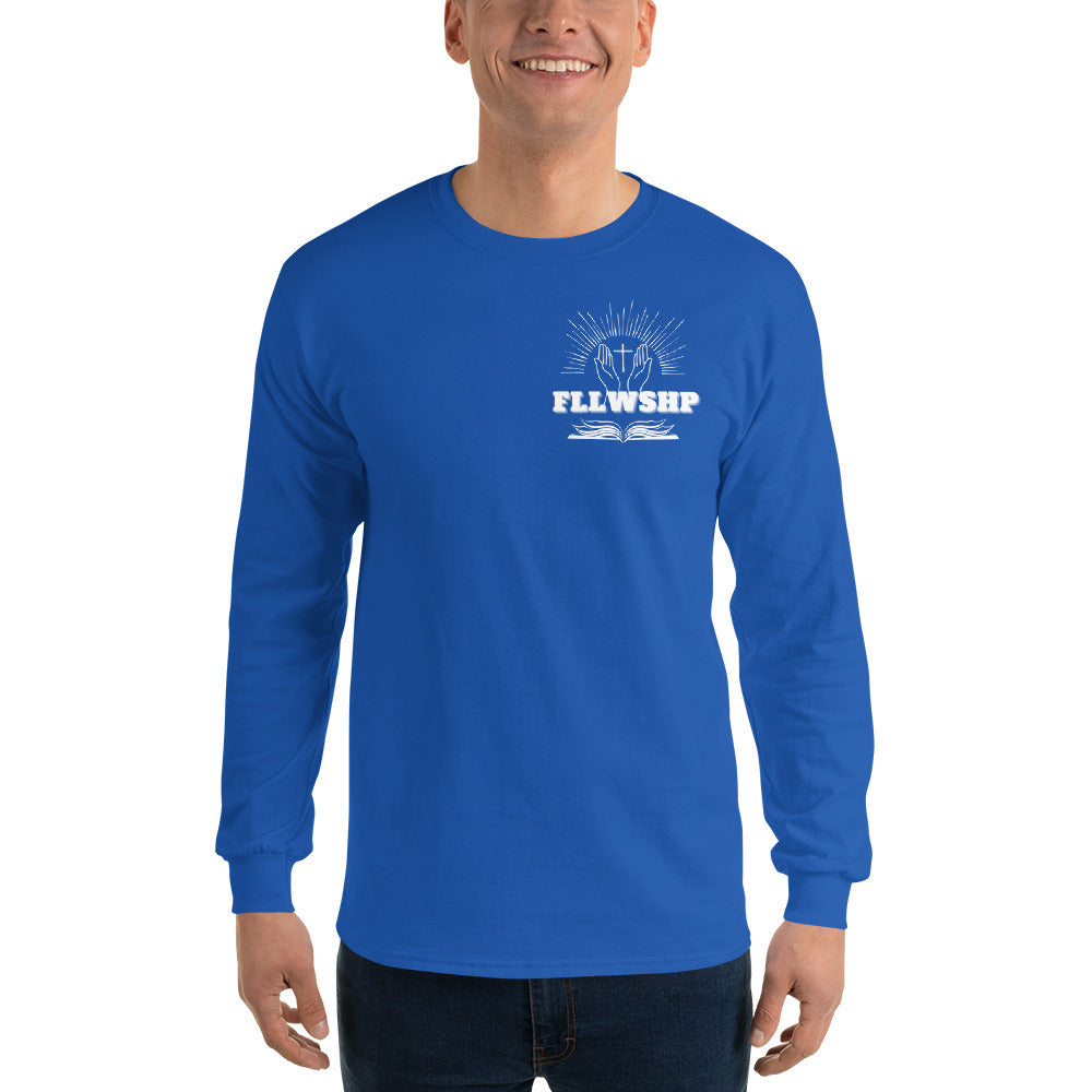 FLLWSHP w/Jesus Long Sleeve Shirt (white print)
