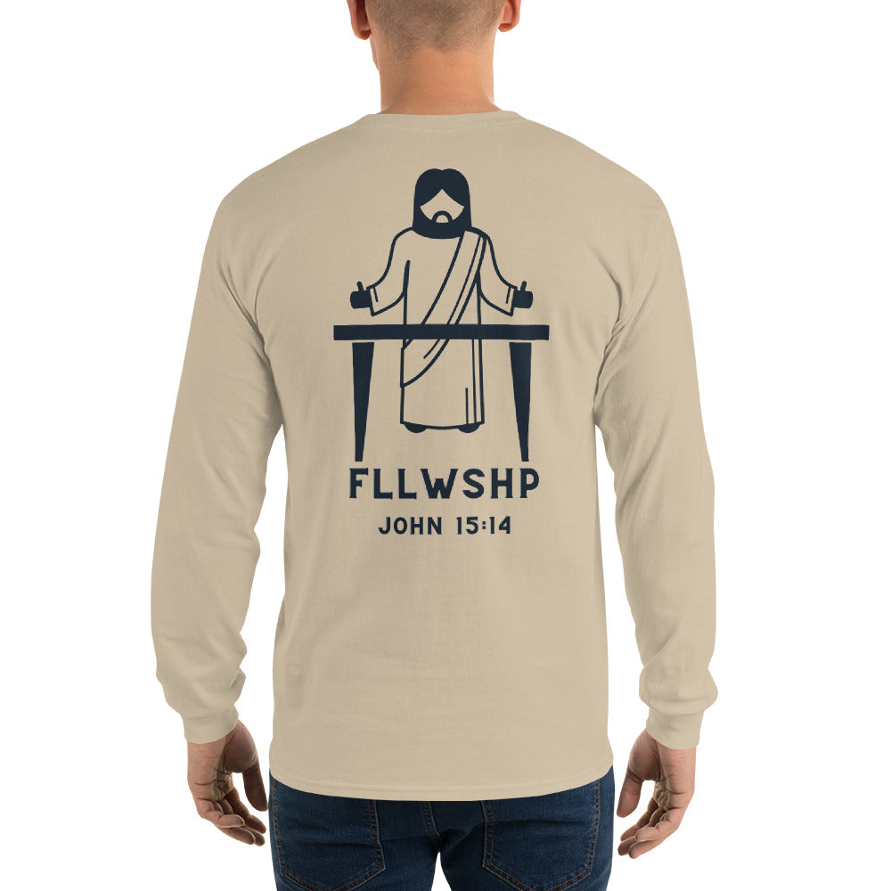 FLLWSHP w/Jesus Long Sleeve Shirt (black print)