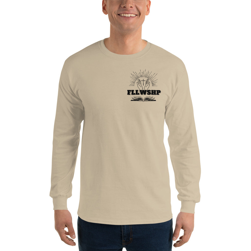 FLLWSHP w/Jesus Long Sleeve Shirt (black print)