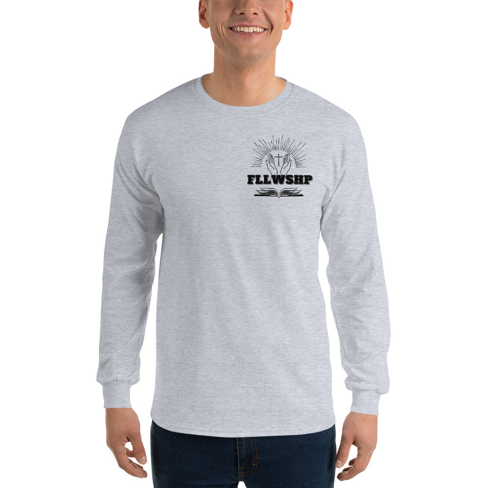 FLLWSHP w/Jesus Long Sleeve Shirt (black print)