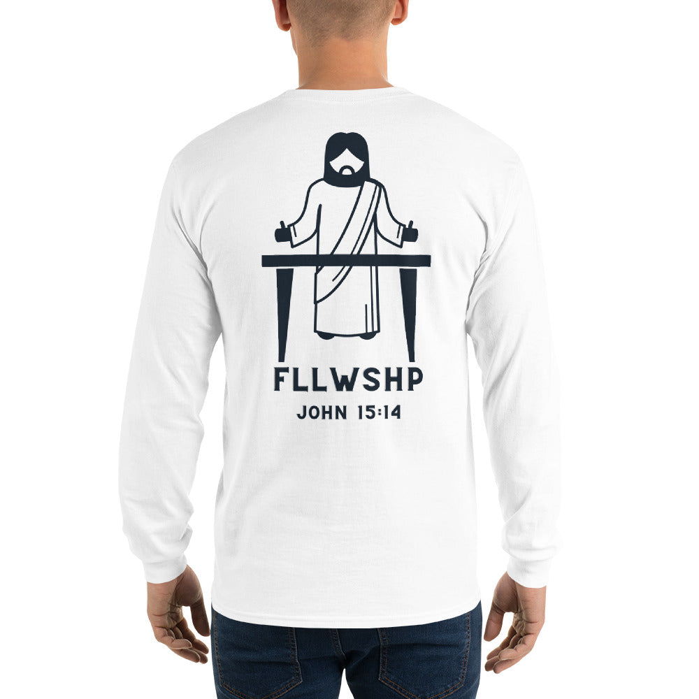FLLWSHP w/Jesus Long Sleeve Shirt (black print)