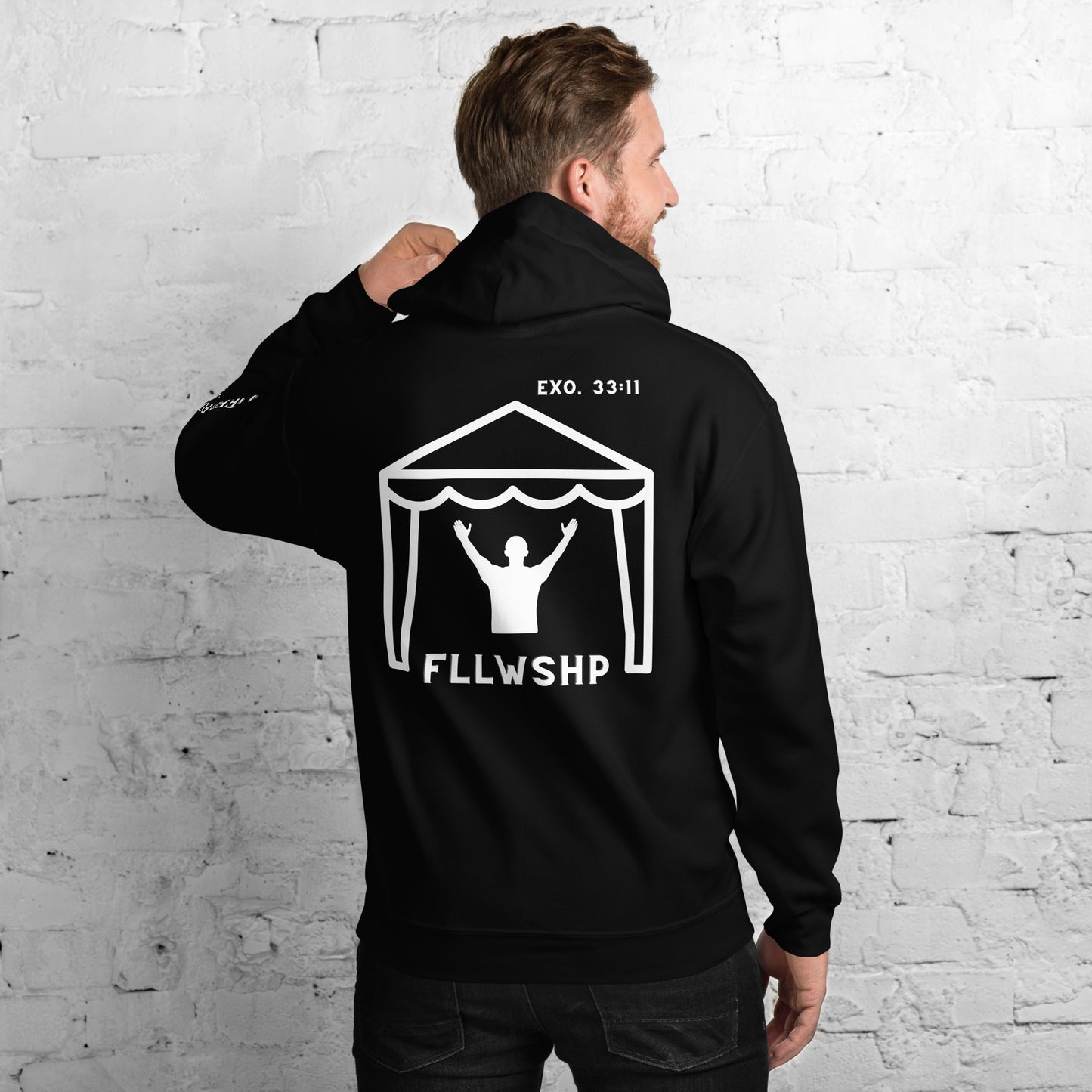 FLLWSHP w/God Hoodie (white print)