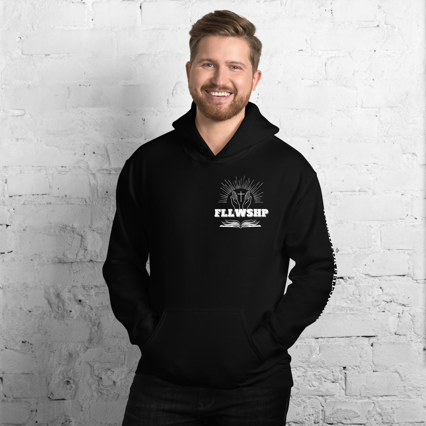 FLLWSHP w/God Hoodie (white print)