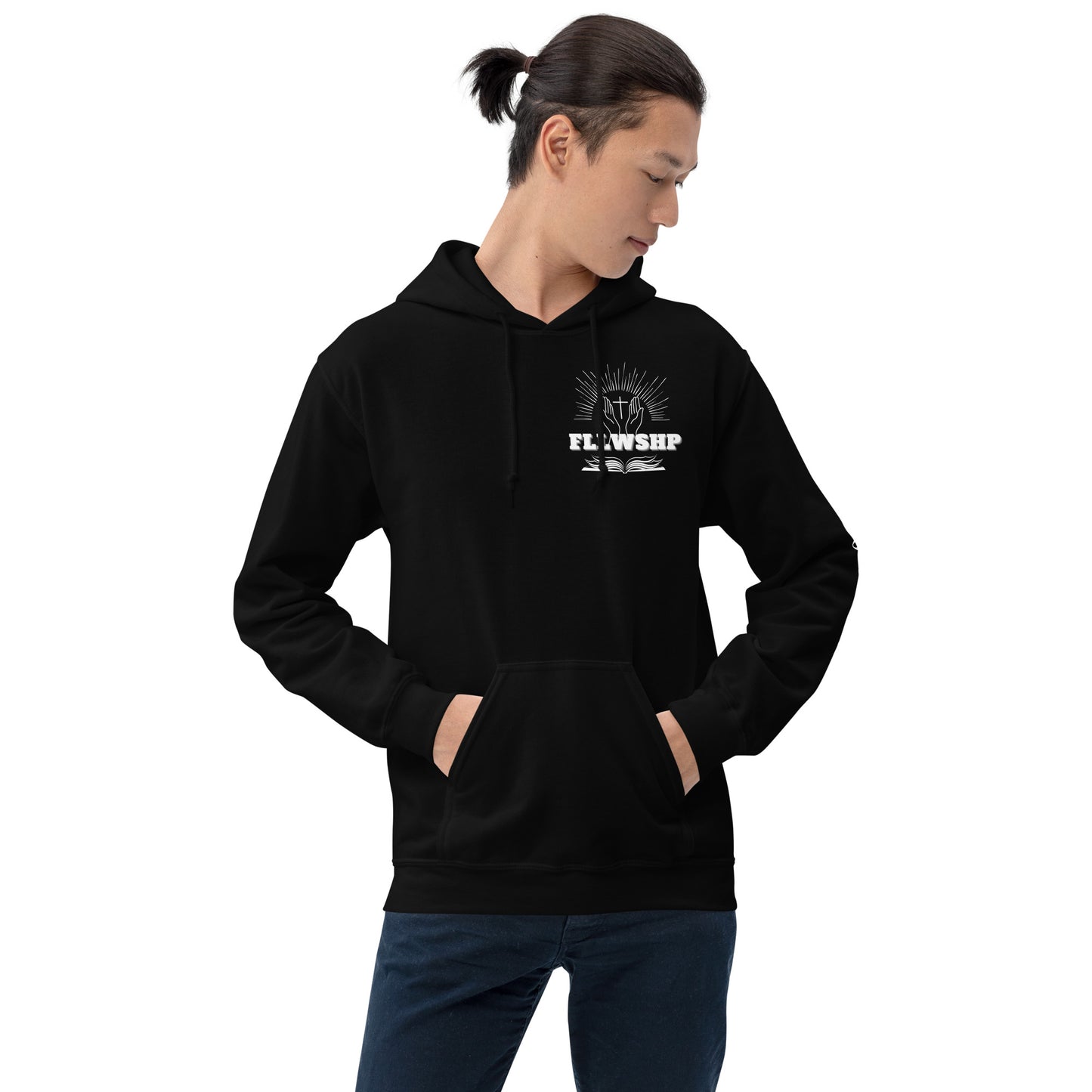 FLLWSHP w/Jesus Hoodie (white print)