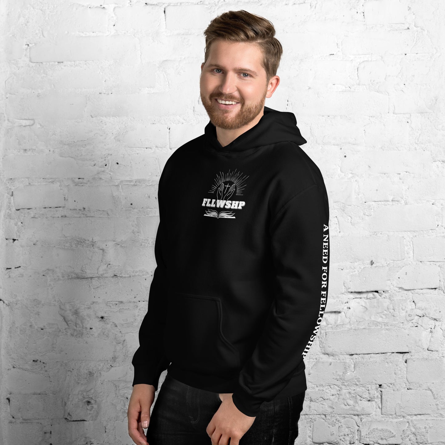 FLLWSHP w/God Hoodie (white print)