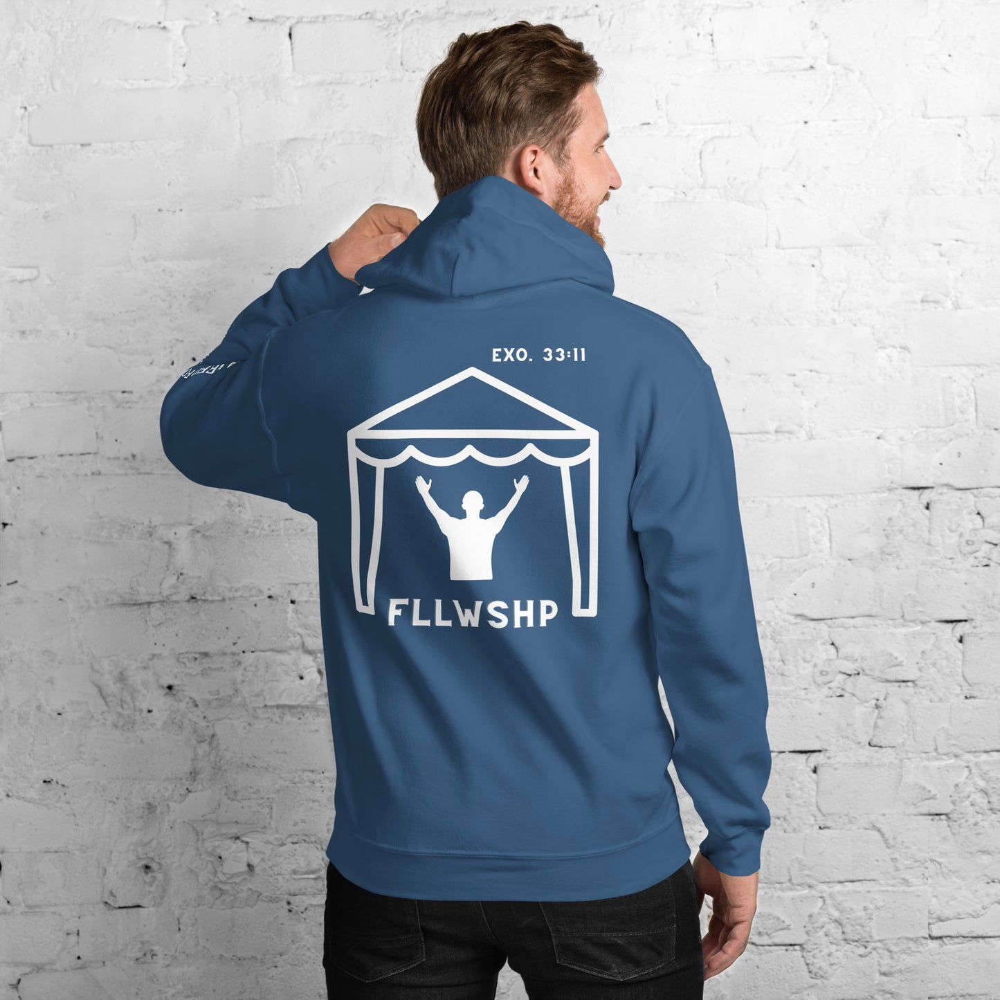 FLLWSHP w/God Hoodie (white print)