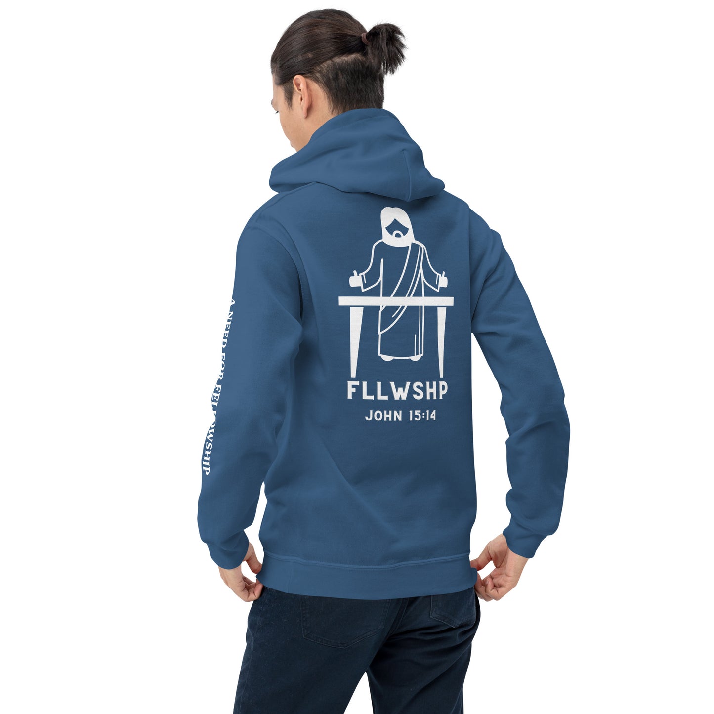 FLLWSHP w/Jesus Hoodie (white print)