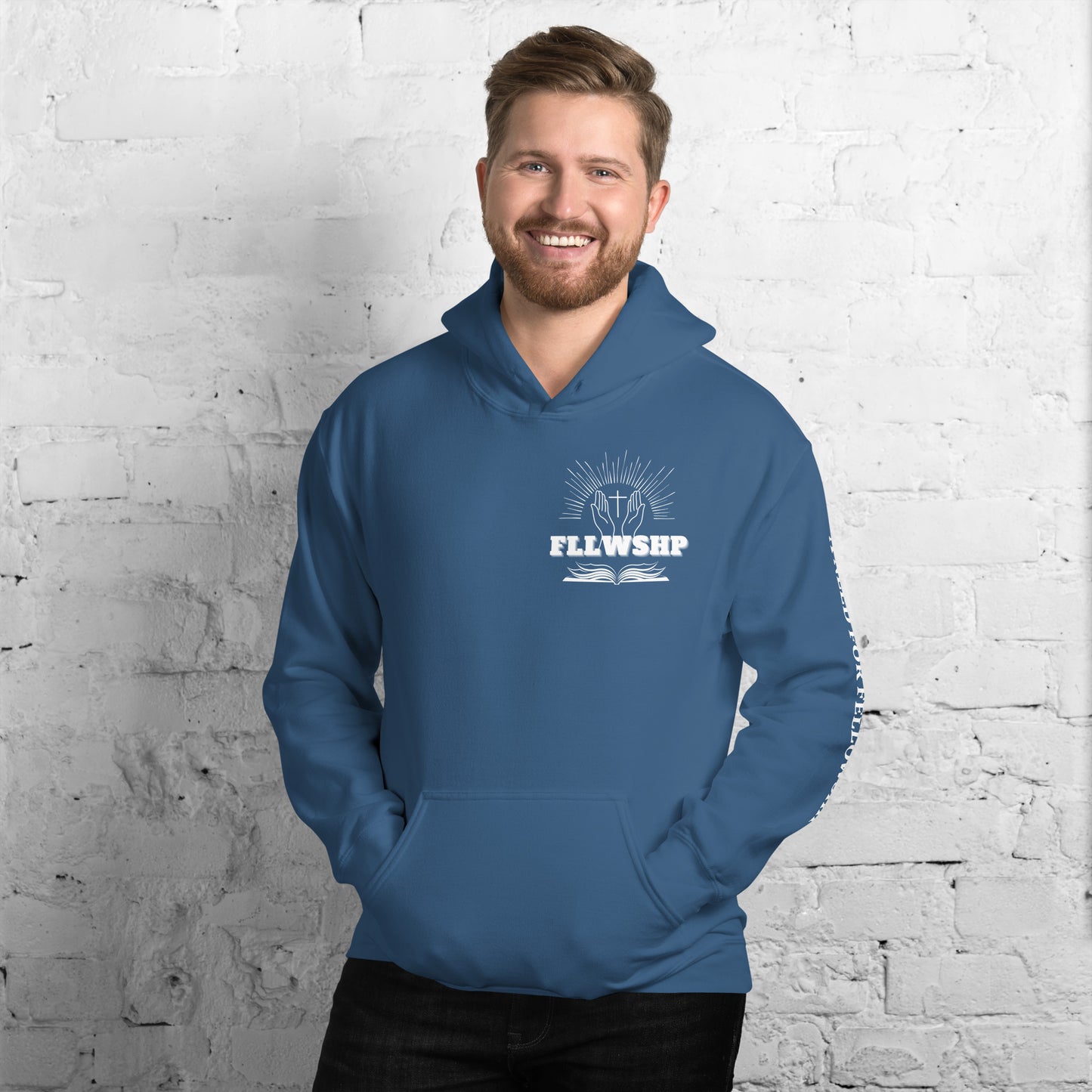 FLLWSHP w/God Hoodie (white print)