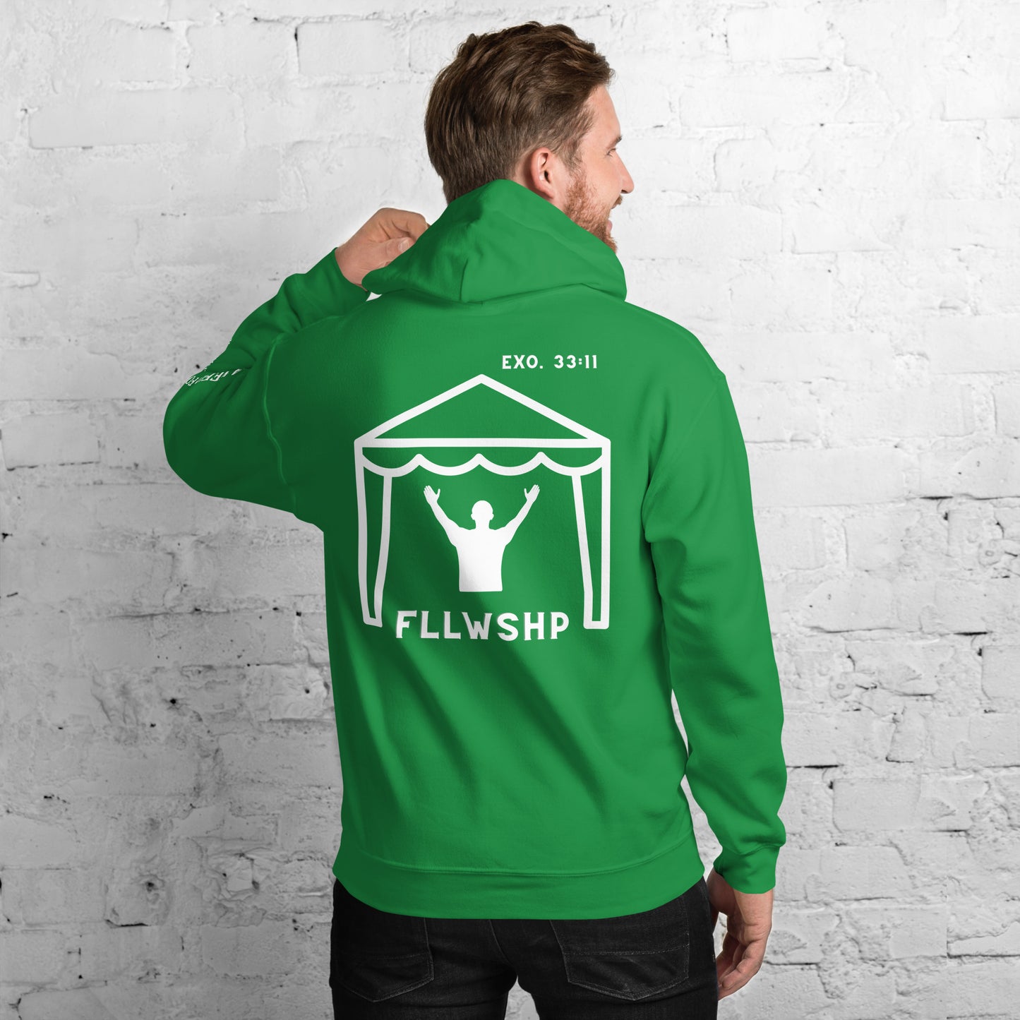 FLLWSHP w/God Hoodie (white print)
