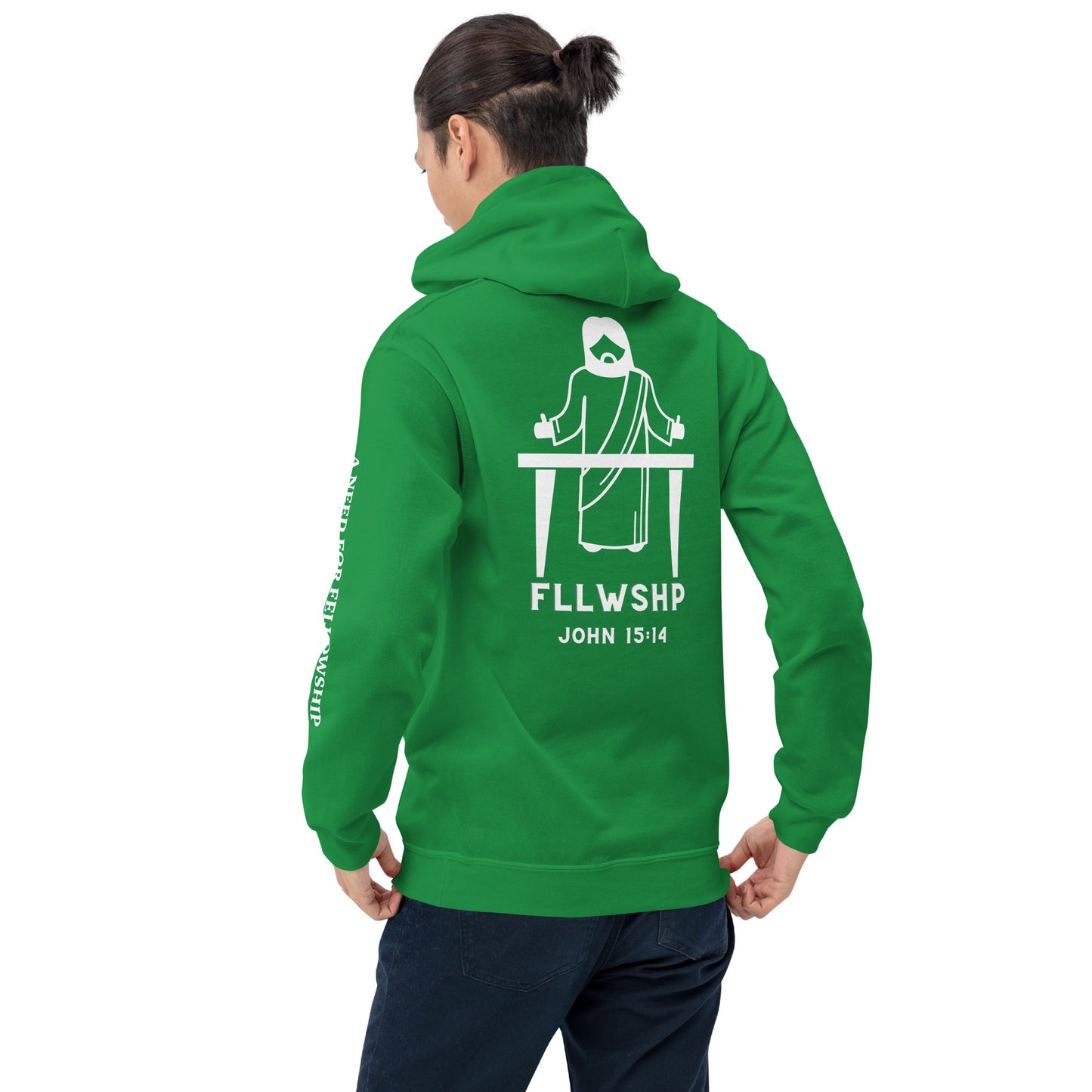FLLWSHP w/Jesus Hoodie (white print)