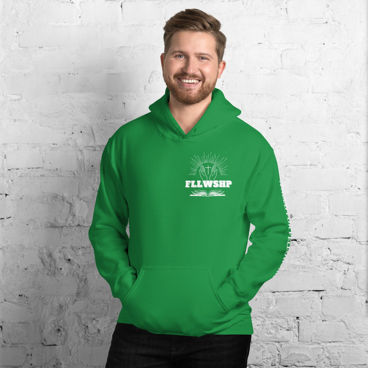 FLLWSHP w/God Hoodie (white print)