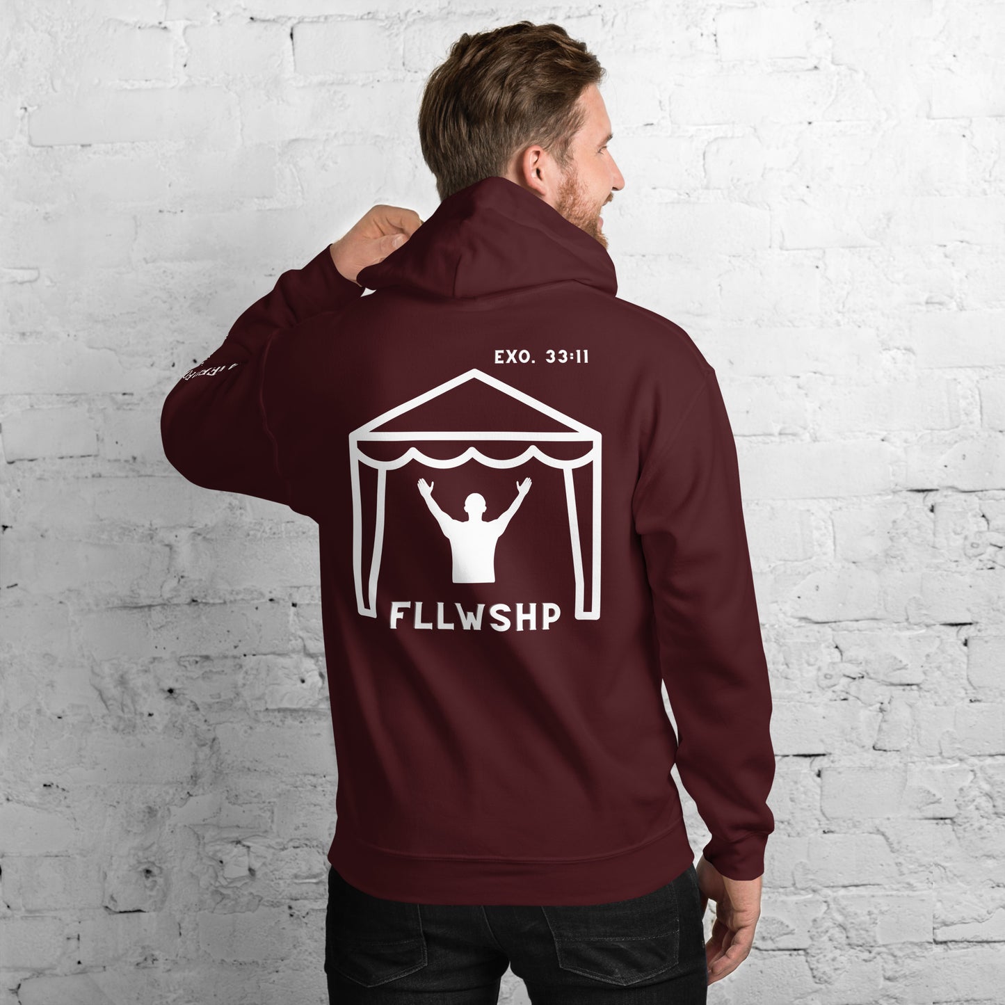 FLLWSHP w/God Hoodie (white print)