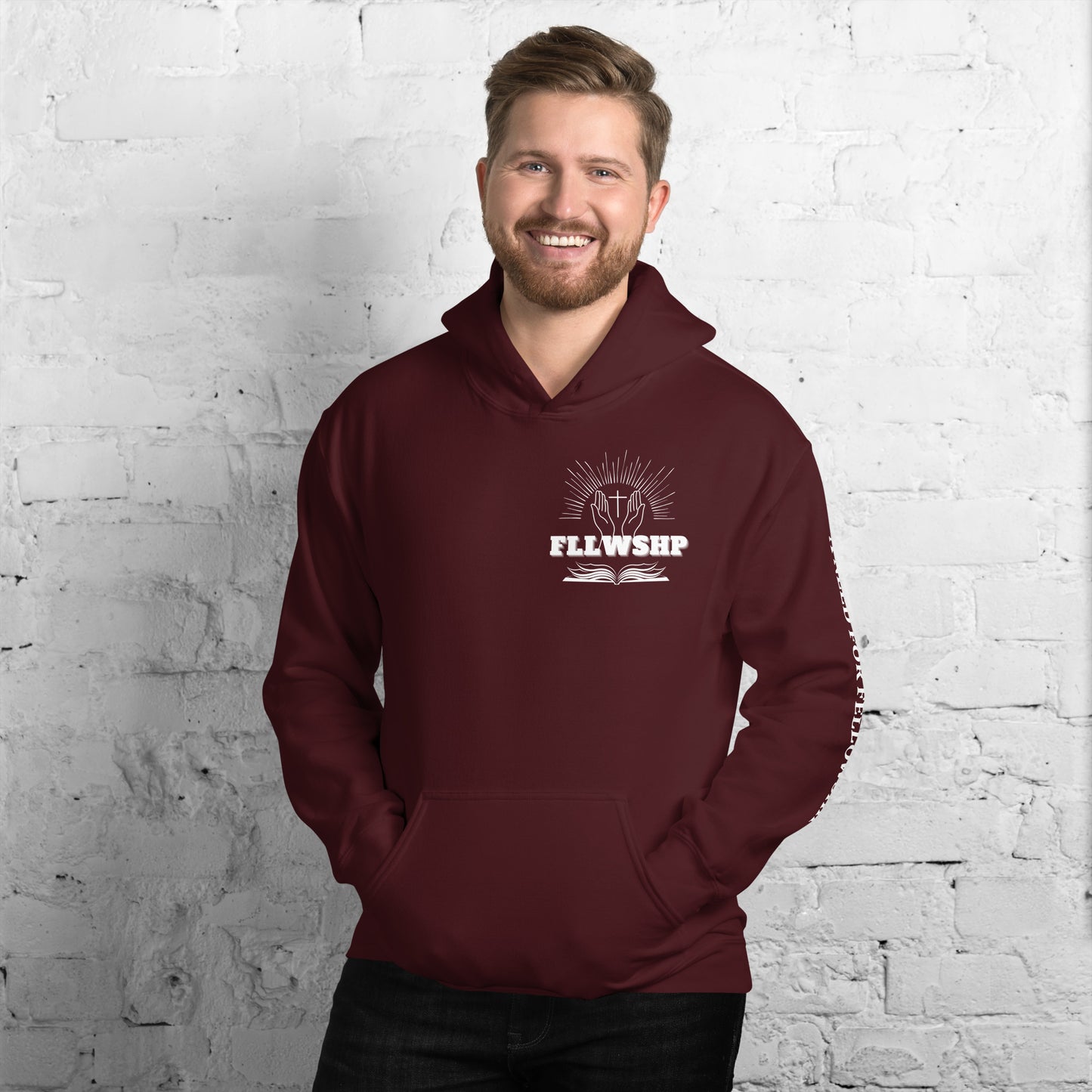 FLLWSHP w/God Hoodie (white print)