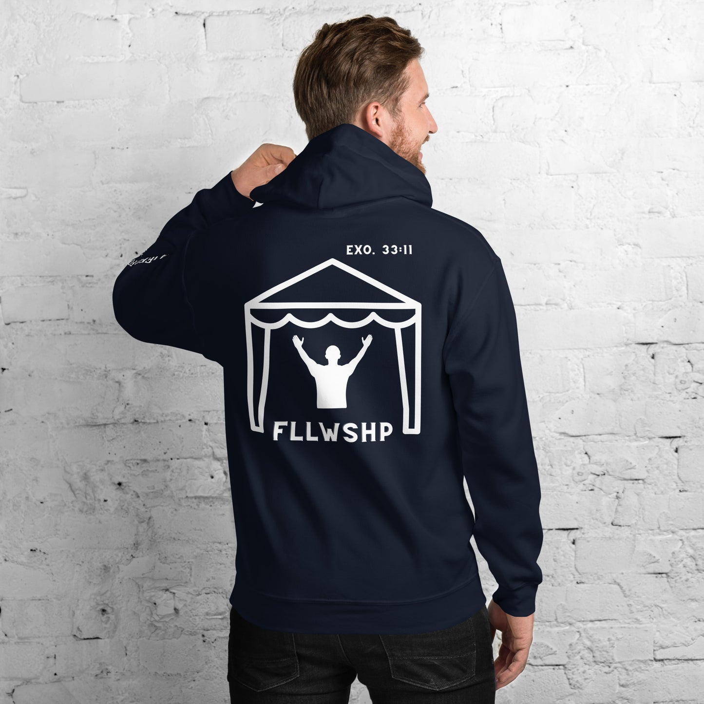 FLLWSHP w/God Hoodie (white print)
