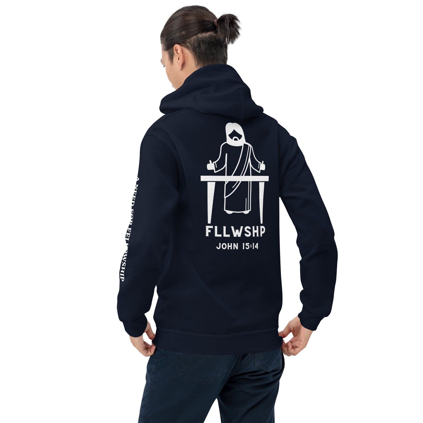 FLLWSHP w/Jesus Hoodie (white print)