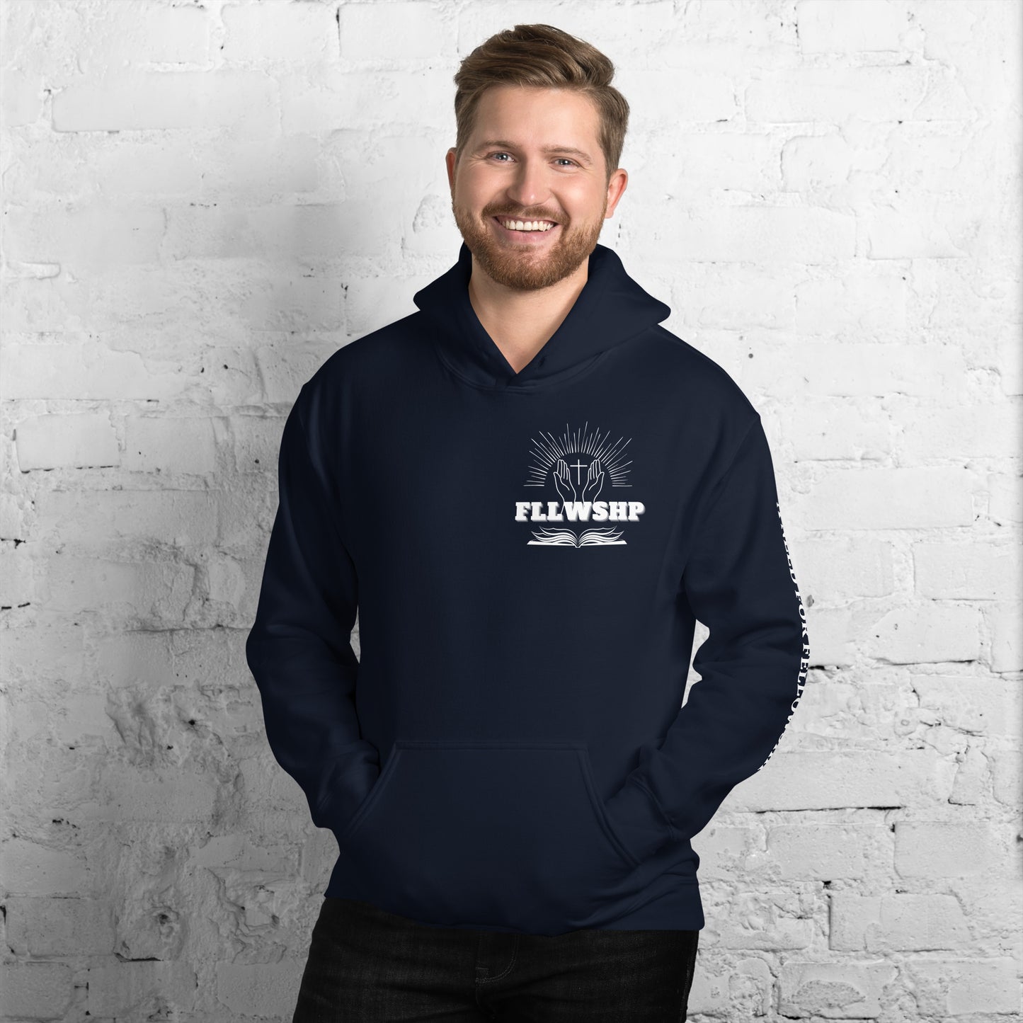 FLLWSHP w/God Hoodie (white print)