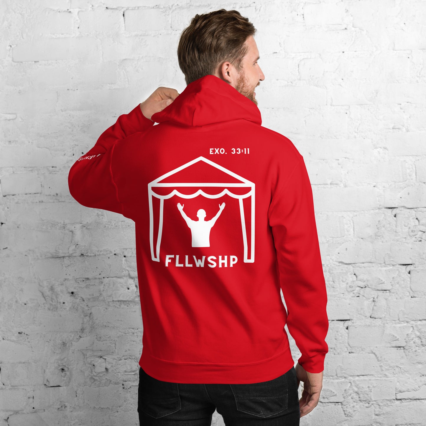 FLLWSHP w/God Hoodie (white print)