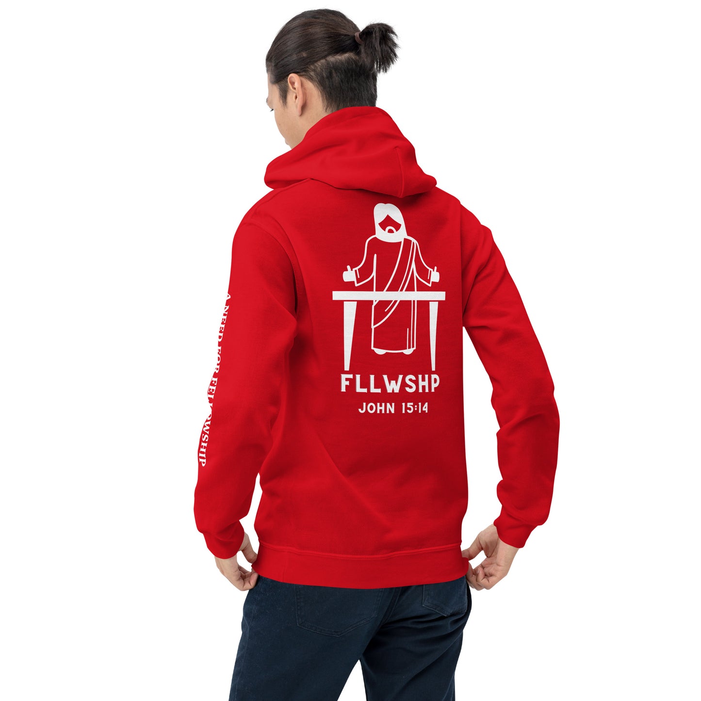 FLLWSHP w/Jesus Hoodie (white print)