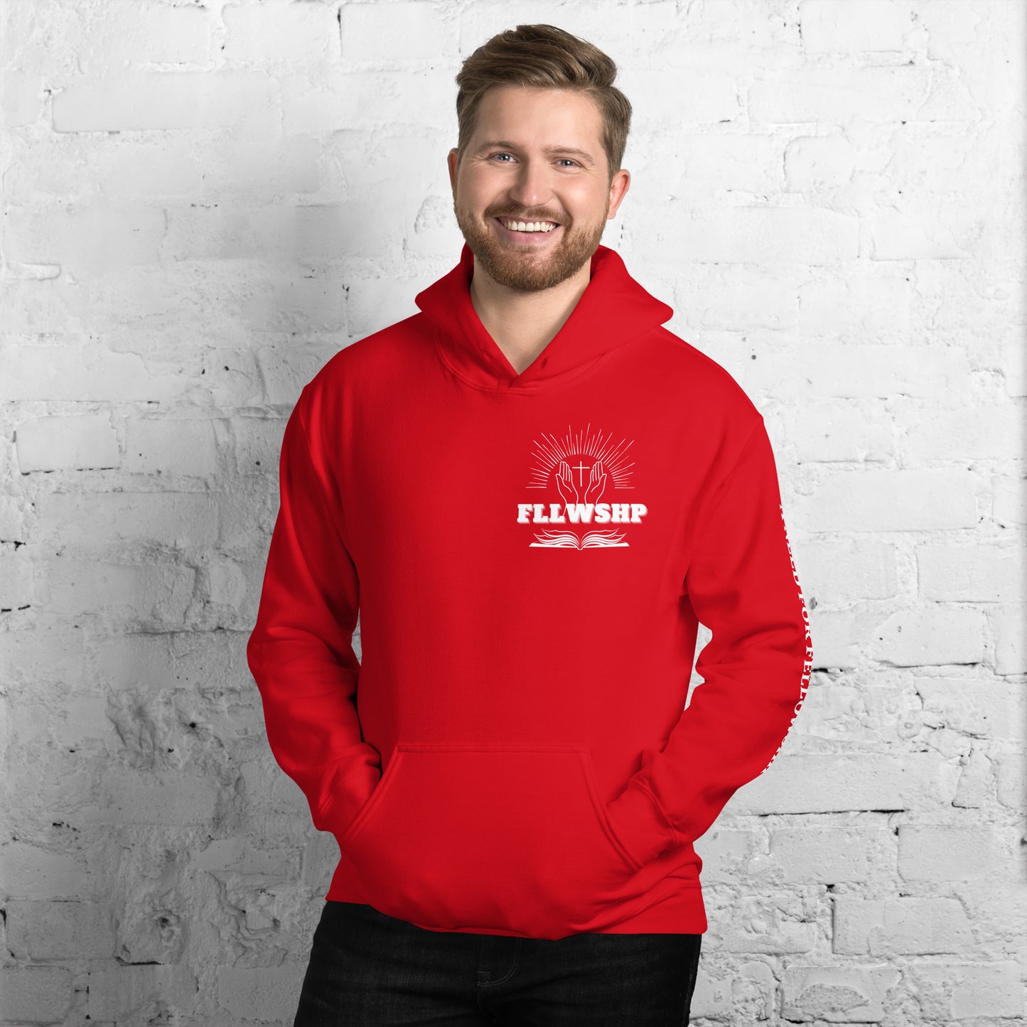 FLLWSHP w/God Hoodie (white print)