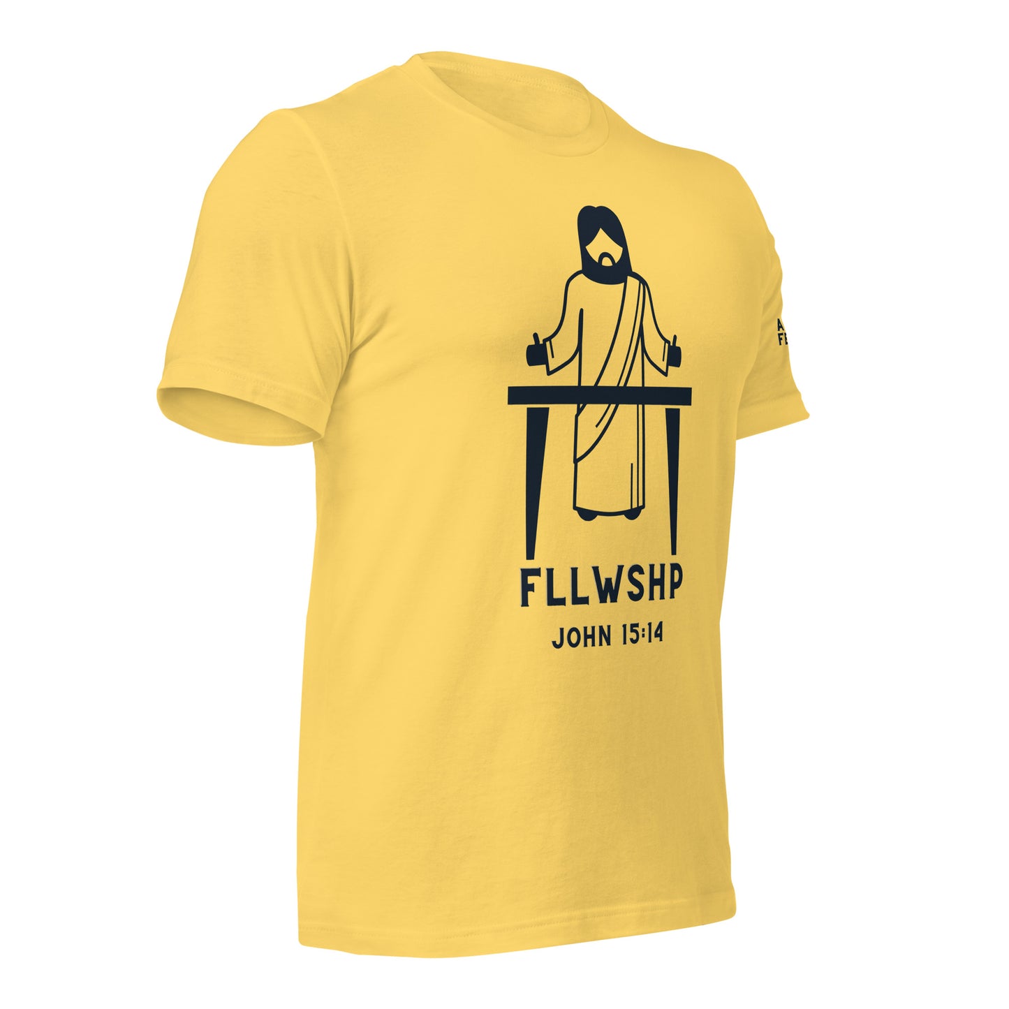 FLLWSHP w/Jesus T-shirt (black print)
